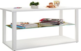 VCM Mesa lateral de madera VCM con vidrio de seguridad esg Mesa de centro simple Dimensiones aprox. al. al. 45 x an. 95 x t. 45 cm Mesa de salón Mesa de