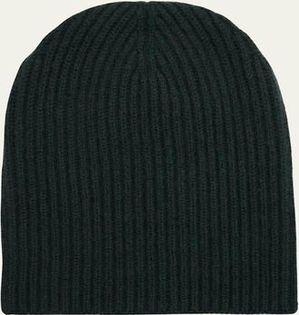 Loro Piana Mens Ribbed Cashmere and Silk Beanie Hat