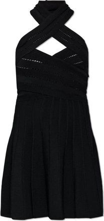 Balmain Off-Shoulder Jurk - Dames - Feestkleedjes - Zwart - S - Leer - Kleedjes
