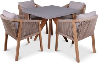 Royalcraft LUNA 90cm Square concrete table with 4 Roma Dining Chairs