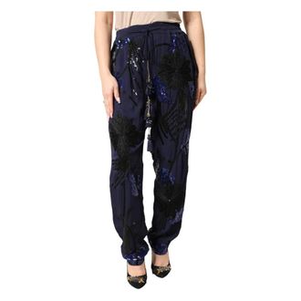 Christian Pellizzari Sequined Tapered Trouser Pants - Dames - Broeken - Blauw - XS - Pailletten - Broeken