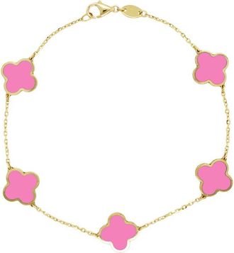 Italian Gold, Inc 14K Pink Agate Clover Stackable Bracelet