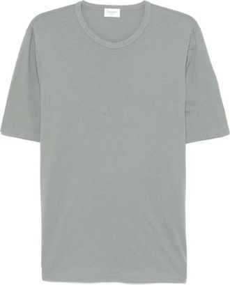 Saint Laurent T-Shirt In Cotone Con Ricamo Logo Tono Su Tono-Uomo