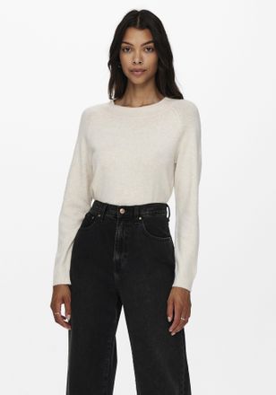 Only Rundhalspullover ONLY ONLRICA LIFE L/S PULLOVER KNT NOOS, Damen, Gr. XL, braun (birch melange), Strick, Obermaterial: 93% Polyester, 4% Nylon, 3% Elas