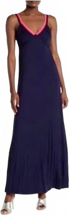 Trina Turk V-Neck Maxi Rainbow Dress In Blue