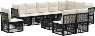 vidaXL Conjunto De Sof&aacute;s De Jard&iacute;n 11 Uds. Negro Rat&aacute;n Sint&eacute;tico Vidaxl
