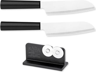 Rada Cutlery 4.75-Inch Cooks Utility Knife Set of 2 & Quick Edge Knife Sharpener