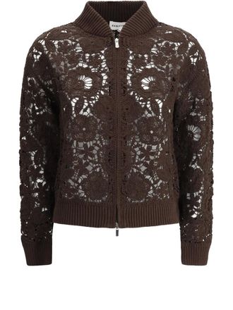 P.A.R.O.S.H. crochet-knit bomber jacket - Brown