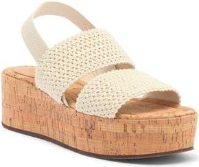 Nordstrom Rack Cassie Platform Wedge Slingback Sandal in Ivory Vanilla/Cork at Nordstrom Rack, Size 8.5