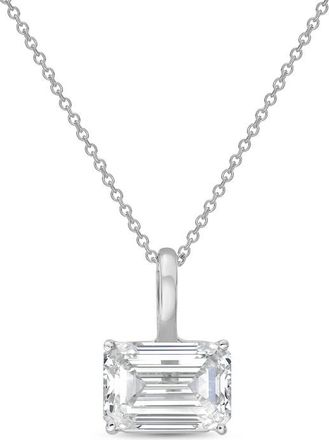 Diana M. Jewels 14kt white gold lab grown east/west emerald cut diamond pendant weighing 2.00 ct on a solid bail