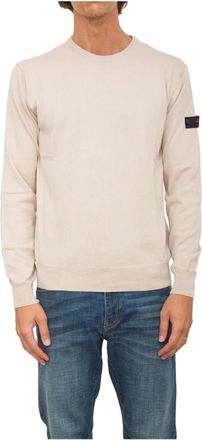 Peuterey Beige Truien Sweater - Heren - Sweatshirts - Beige - XL - Katoen - Hoodies & sweatvesten