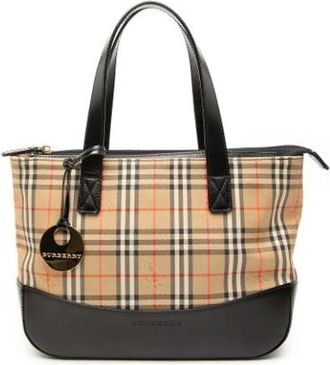 Burberry Pre-owned Handbags, female, Beige, Size: ONE SIZE Pre-owned Plaid Canvas Tote