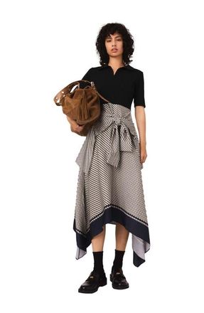 Maje Printed two-tone dress in Ecru Print-Tie at Nordstrom, Size 42 Eu