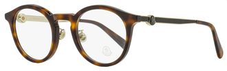 Moncler Mens Round Eyeglasses ML5175H 052 Dark Havana 49mm