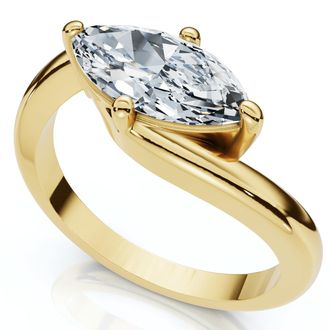 Pompeii3 1Ct Marquise Diamond Solitaire Curve East To West Ring Gold Lab Grown Gold
