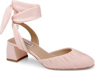 Badgley Mischka Ofelia Ankle Tie Pump in Blush Fabric at Nordstrom, Size 9.5