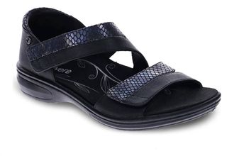 Revere Comfort Shoes Womens Mauritius Sandal - Medium In Black French/slate Interest