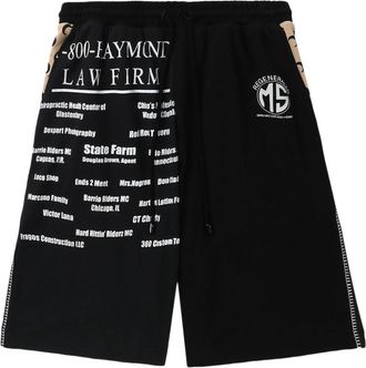 Marine Serre text-print cotton track shorts - men - Cotton - S - Black