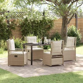 vidaXL Conjunto De Comedor De Jard&iacute;n 5 Pcs Beige Rat&aacute;n Sint&eacute;tico Vidaxl