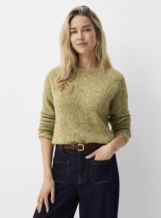 Contemporaine Womens Touch of wool openwork fuzzy sweater