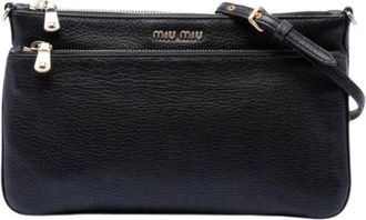 Miu Miu Pre-owned Crossbody Bag - Dames - Vintage Schoudertas - Zwart - ONE Size - Leer - Vintage