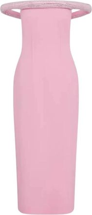 DAVID KOMA Kristal Roze Midi Jurk - Dames - Feestkleedjes - Roze - M - Leer - Kleedjes