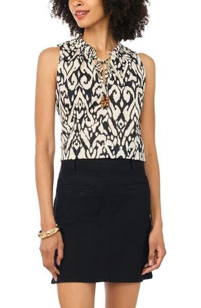 Vince Camuto Front Slit Flowy Cotton Shell in Rich Black at Nordstrom, Size X-Large P