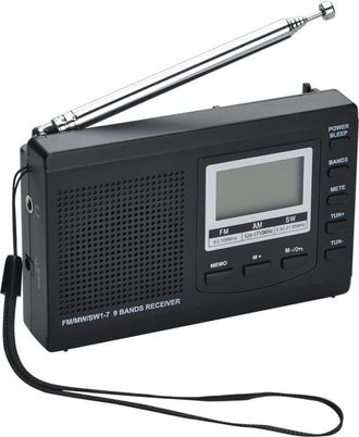 OEM Receptor De Radio Port&aacute;til Am/fm/sw1-7 De 9 Bandas Con Altavoz Y Auriculares. Excelente Recepci&oacute;n De Radio Digital Con Pantalla De 12/24 Horas, Retroi