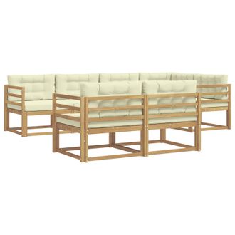 vidaXL Conjunto De Sof&aacute;s De Exterior 6 Pcs Blanco Y Crema Poli&eacute;ster Vidaxl