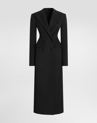 Dolce & Gabbana Wool Grain Poudr&eacute; Coat - Woman Coats And Jackets Black 36