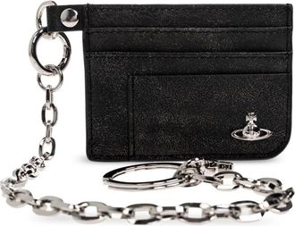 Vivienne Westwood Kaarthouder met Ketting - unisex - Portefeuilles - Zwart - ONE Size - Leer - Accessoires