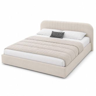 Concept Usine Cama con ba&uacute;l de almacenamiento de 160 x 200 cm en terciopelo beige