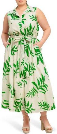 Flying Tomato Tie Waist Shirtdress in Ivory Green at Nordstrom Rack, Size 2 X