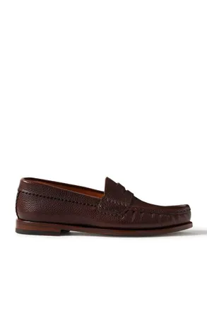 Yuketen Robs Pebble-Grain Leather Penny Loafers