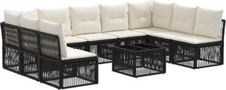 vidaXL Conjunto De Sof&aacute;s De Jard&iacute;n 10 Uds. Negro Rat&aacute;n Sint&eacute;tico Vidaxl