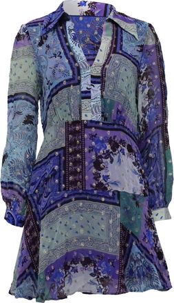 Rixo Patchwork Mini Dress in Multicolor Viscose