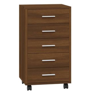 Berkfield Home Drawer Cabinet with Castors Brown Oak Engineered Wood
