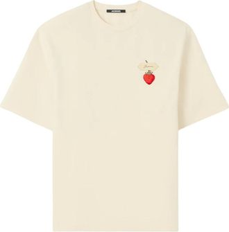 Jacquemus Aardbei T-shirt - Heren - Tops - Beige - Maat: L Katoen