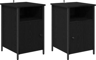 vidaXL Armario De Noche 2 Pcs Roble Negro 40 X 42 X 60 Cm Vidaxl