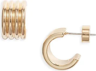 Nordstrom Demi Fine Wide Ridge Hoop Earrings in 14K Gold Plated at Nordstrom