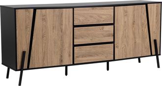 Beliani Beliani - Aparador Color Madera Clara 2 Armarios Cajones Con Patas De Metal Minimalista Blackpool