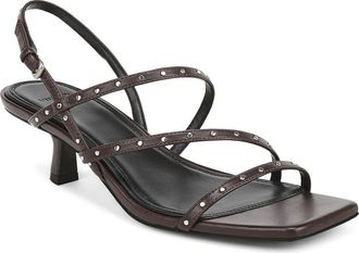 Vince Tania Studded Leather Strappy Sandal in Dark Ganache Leather at Nordstrom, Size 5.5
