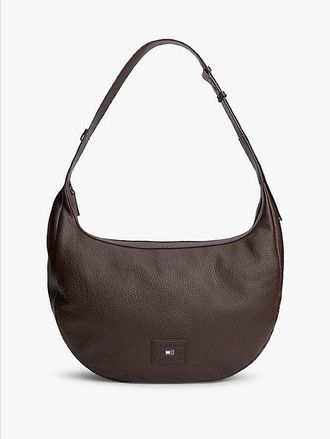 Tommy Hilfiger Logo Patch Slouch Leather Crossbody Bag