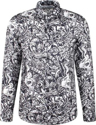 Philipp Plein Tattoo Zijden Shirt Slim Fit - Heren - Casual Overhemden - Zwart - S - Overhemden