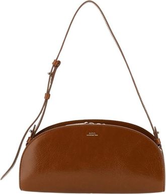 A.P.C. A.p.c., Tassen, Dames, Bruin, ONE Size, Leer, Leren Schoudertas