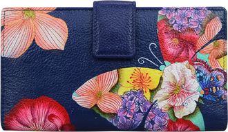 Anuschka Womens Bi-fold Organizer Wallet Leather, Butterfly Mosaic, One Size