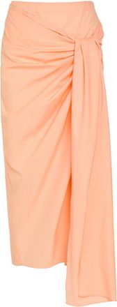 Khaite Shay Asymmetric Cotton-poplin Midi Wrap Skirt - Peach - 8 (UK12 / M)