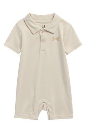 Under Armour UA Solid Polo Romper in Ivory Dune at Nordstrom, Size 9-12M