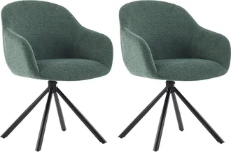 Vente-Unique Conjunto de 2 sillas con reposabrazos en tejido texturizado y metal negro - Verde - CILIENO