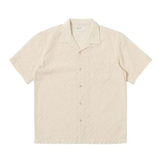 Universal Works Short Sleeve Shirts, male, Beige, Size: XL Road Shirt Dot Waffle